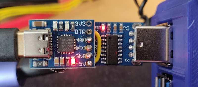 UART module soldered to the keyboard module